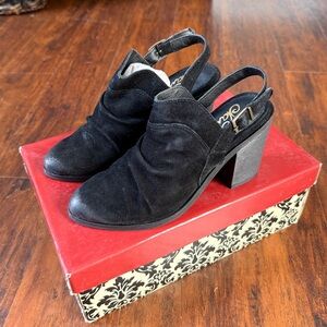 Naughty Monkey Black Leather Slingback Heeled Mules Shoes Women’s Size 6 - NWT